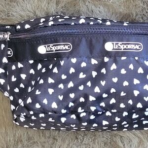 LeSportsac Black and White Heart Print Bag